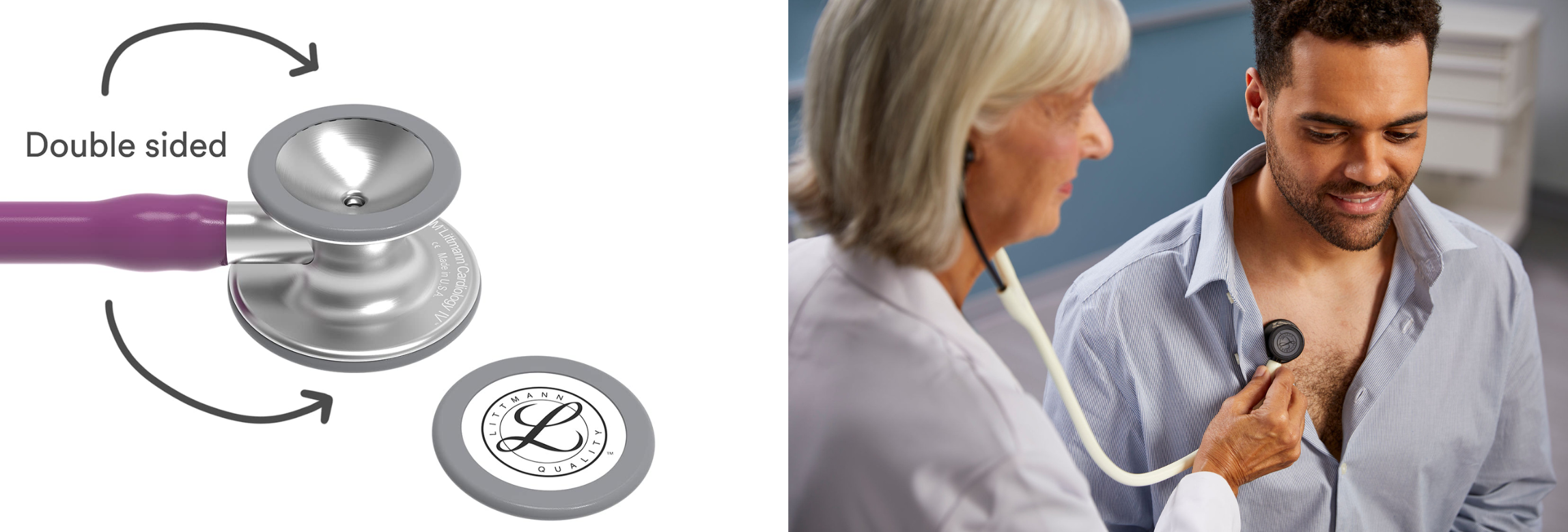 Close-up of Littmann Cardiology IV chestpiece showing tunable diaphragm